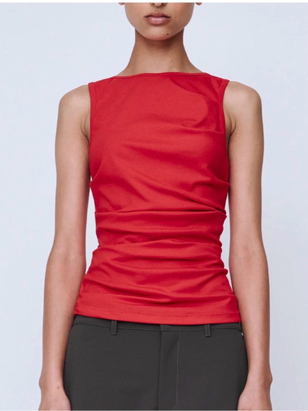 Wynn Hamlyn Red Ruched Sides Top
